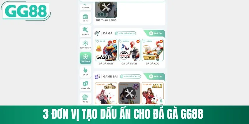 Đá Gà GG88 3 3 đơn vị tạo dấu ấn cho đá gà GG88